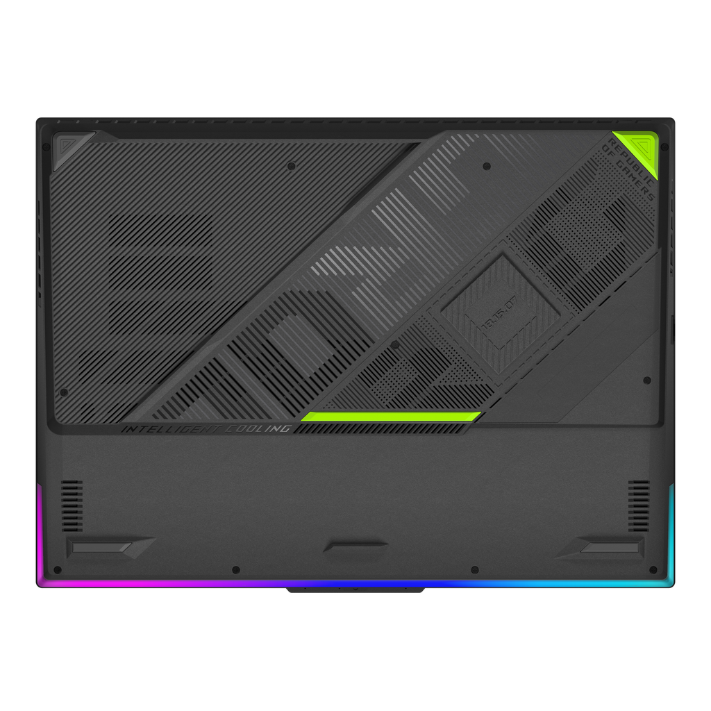 Bottom side of the 2023 ROG Strix G18 Volt Green